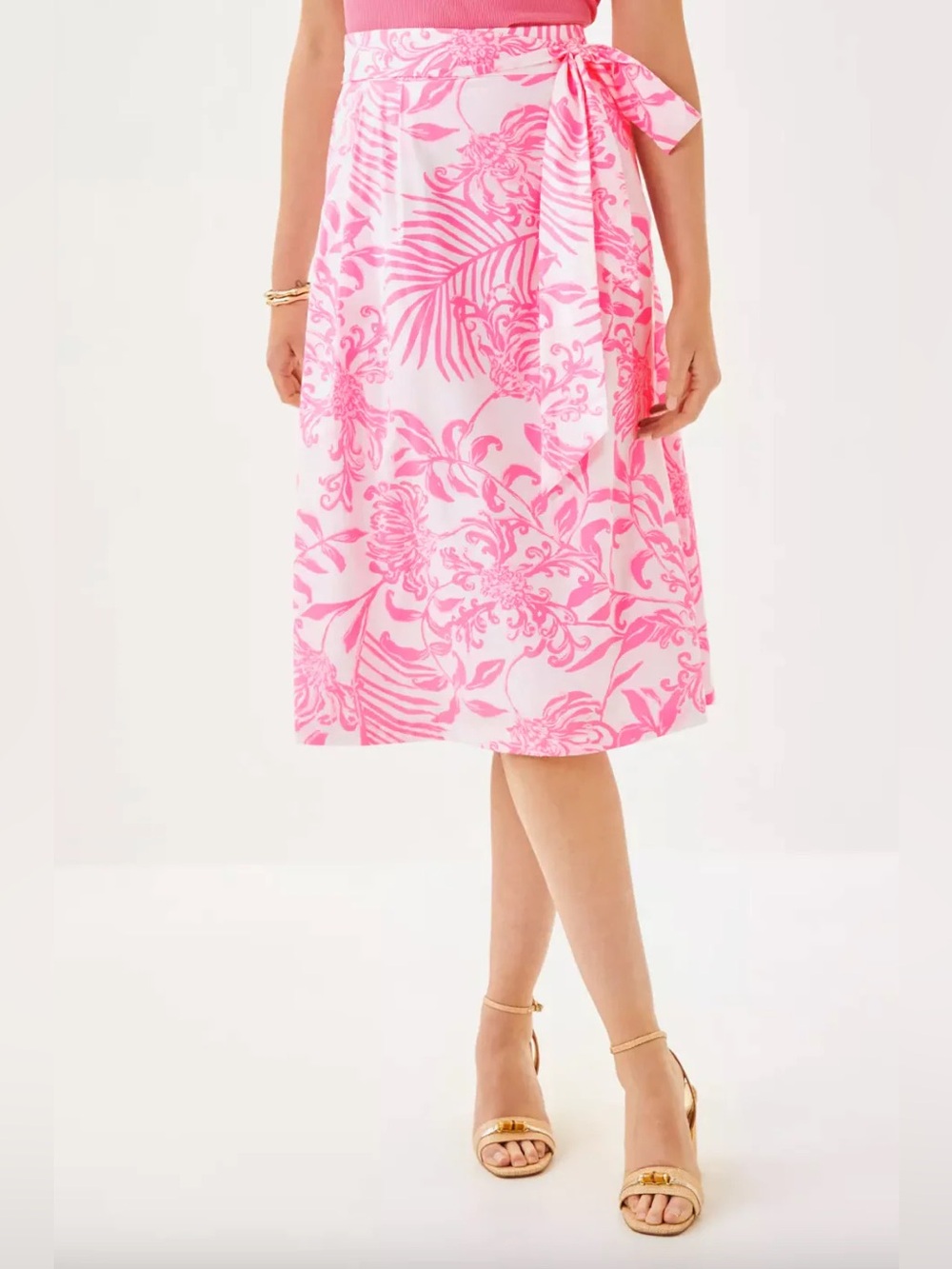 Lilly Pulitzer Rowena Hi Waist Floral Print Tie Midi Skirt Size 00 NWT